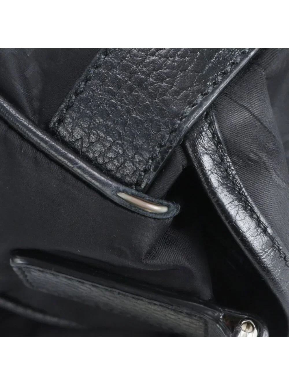 Gucci GG Nylon Leather Shoulder Bag Crossbody Messenger Black